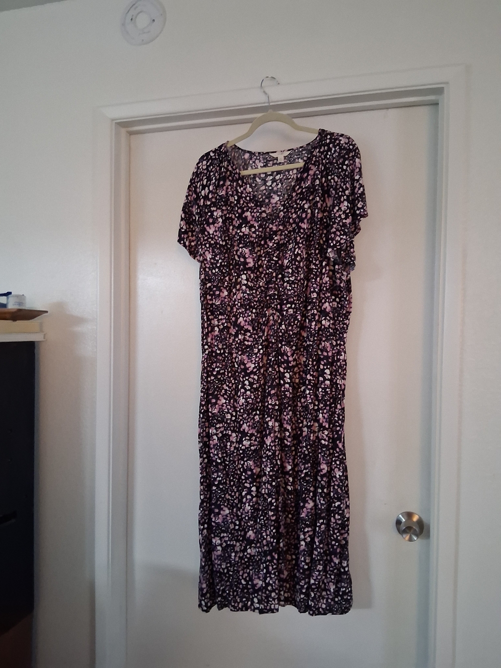 Terra & Sky Black Maxi Dress with Pink Floral Print